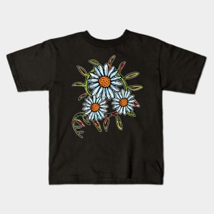 Bright daisy flowers with swirly leaves Kids T-Shirt